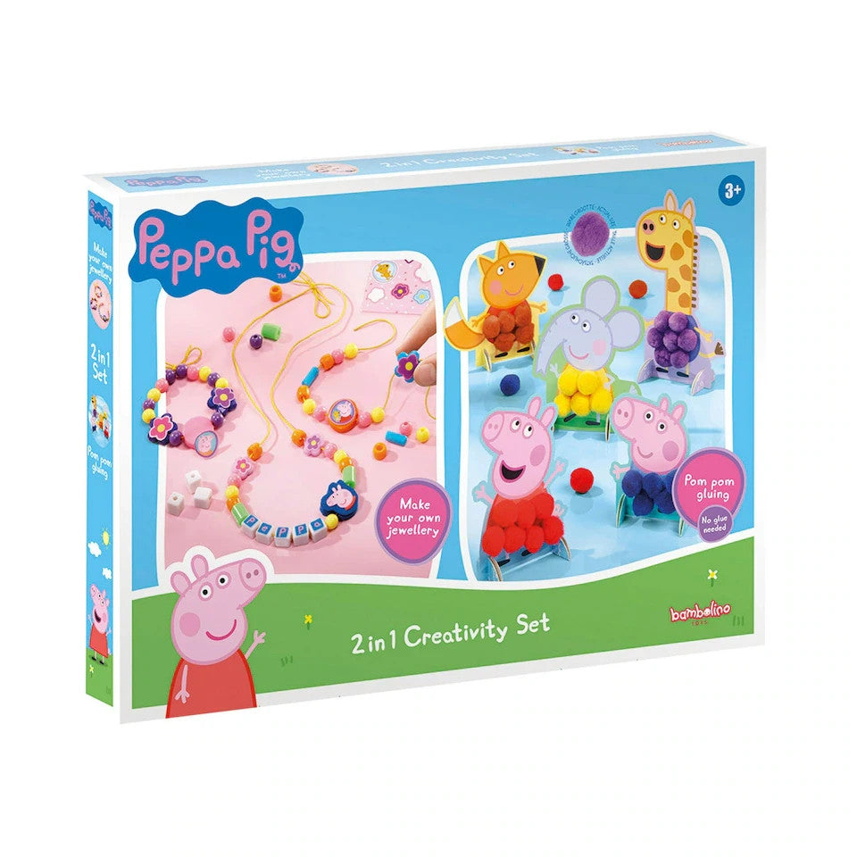 Peppa Pig 2-in-1 Creativity Set Jewellery Making & Pom Pom Craft Kit Ages 3+