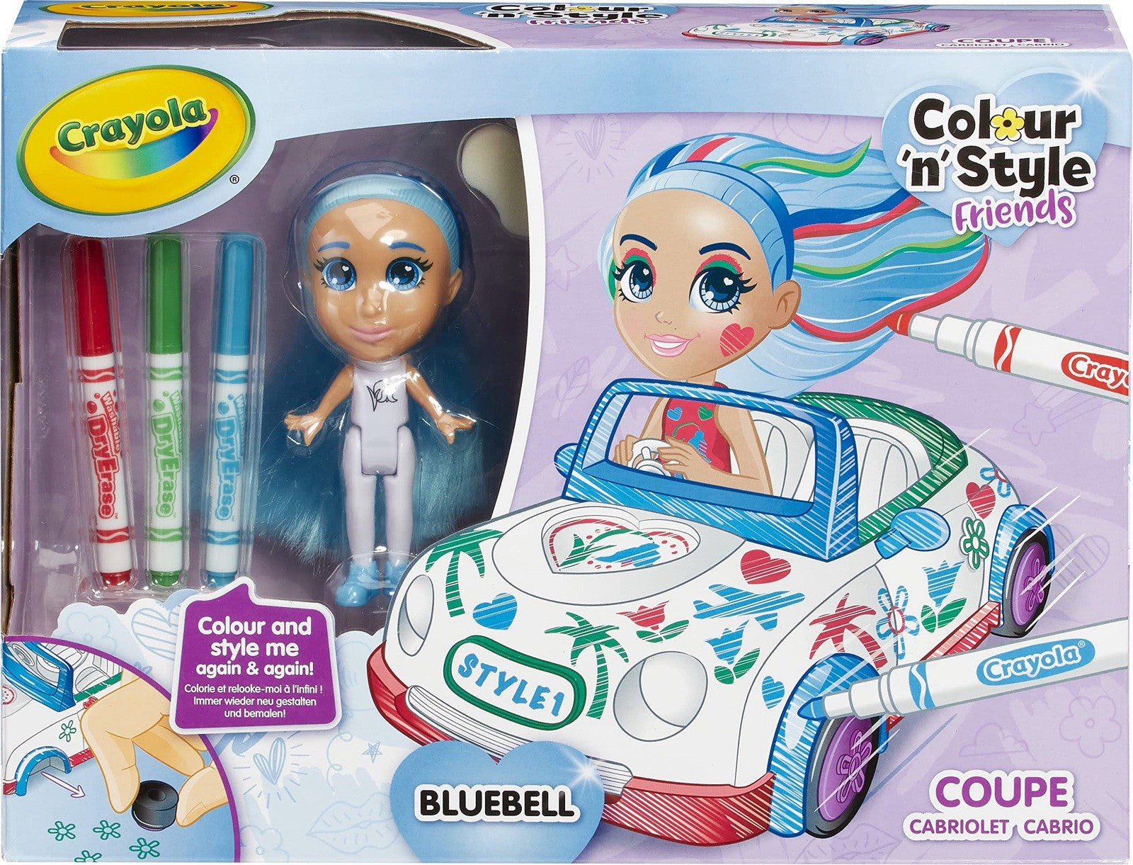 Crayola - Colour 'n' Style Friends Coupe Bluebell Doll Art Playset