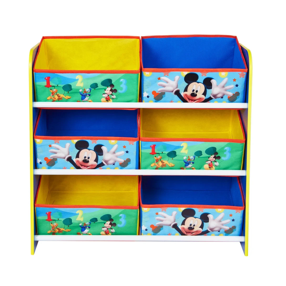 Disney Mickey Mouse 6 Bin Toy Storage Unit Kids Bedroom Organiser Furniture
