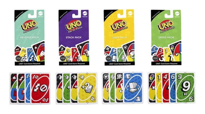 Mattel UNO Add-On Packs Speed Reverse Stack Swap 16 Cards Choose Pack