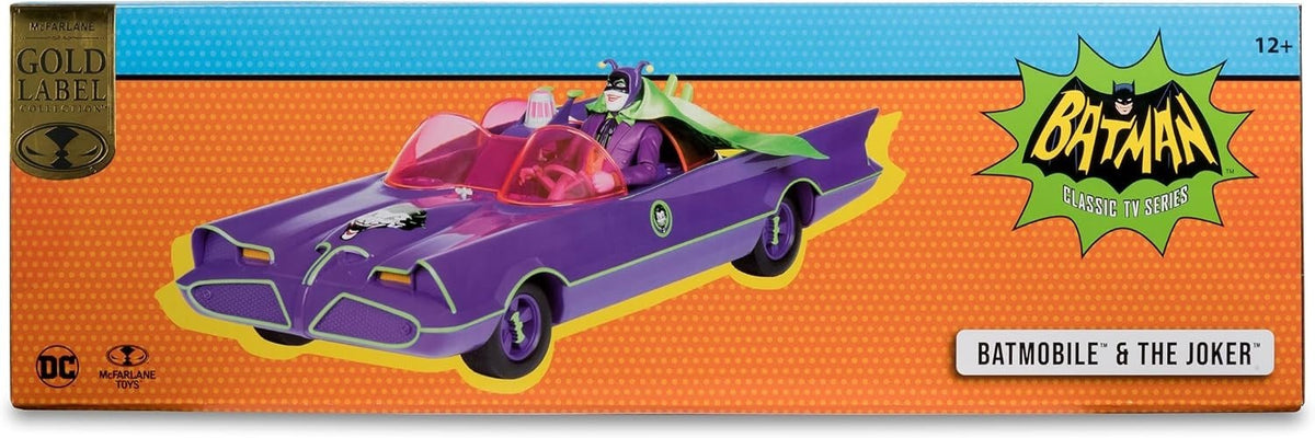 McFarlane Toys DC Retro Batman 66 Batmobile & Joker Gold Label Figure Set
