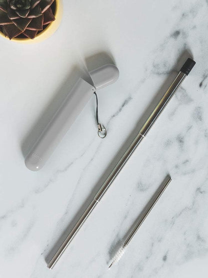 LUND London Plant Travel Straw Reusable Stainless Steel Straw with Cleaning Brus