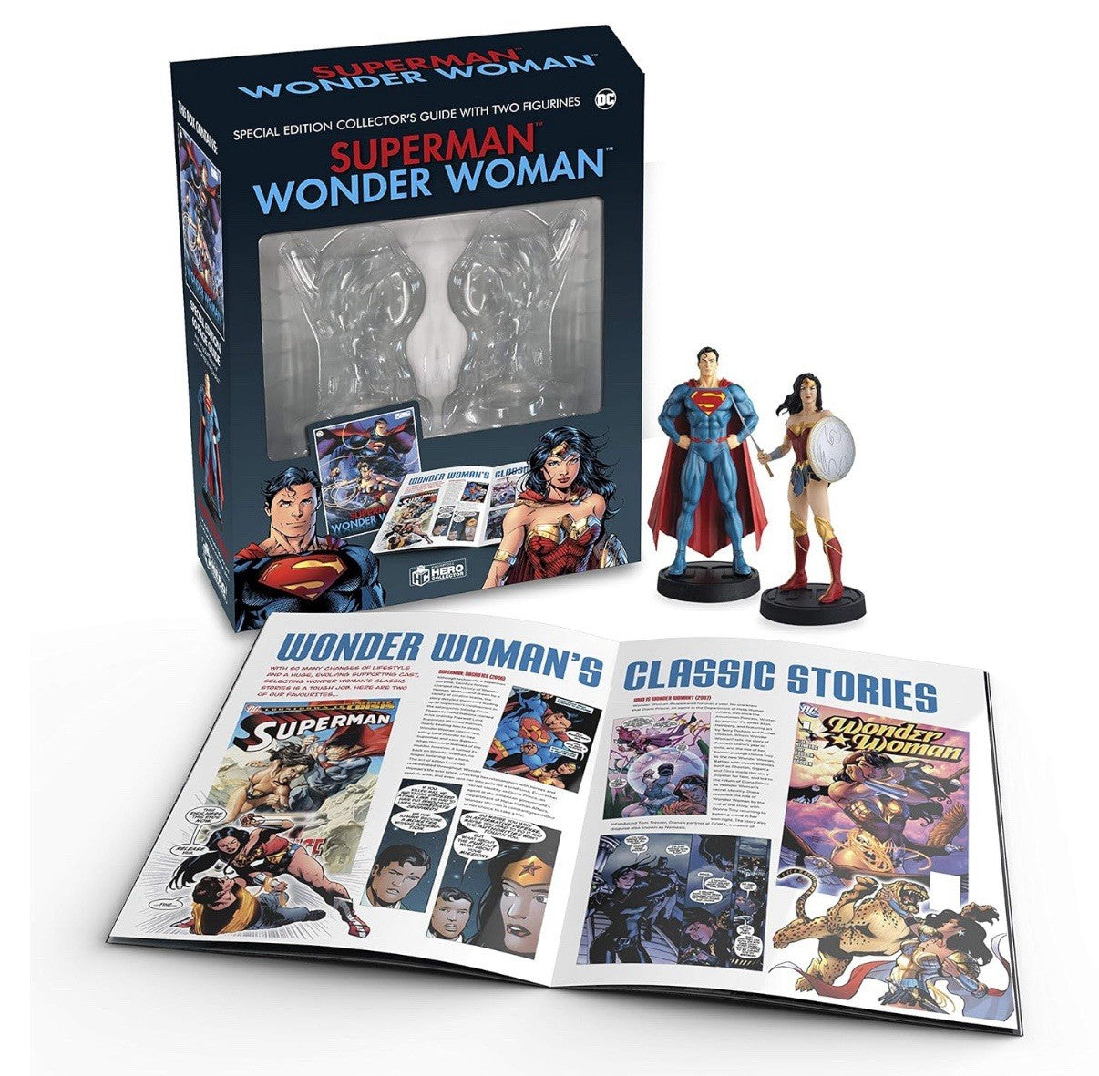 Eaglemoss DC Superman & Wonder Woman Collector’s Set with 2 Figurines & Book