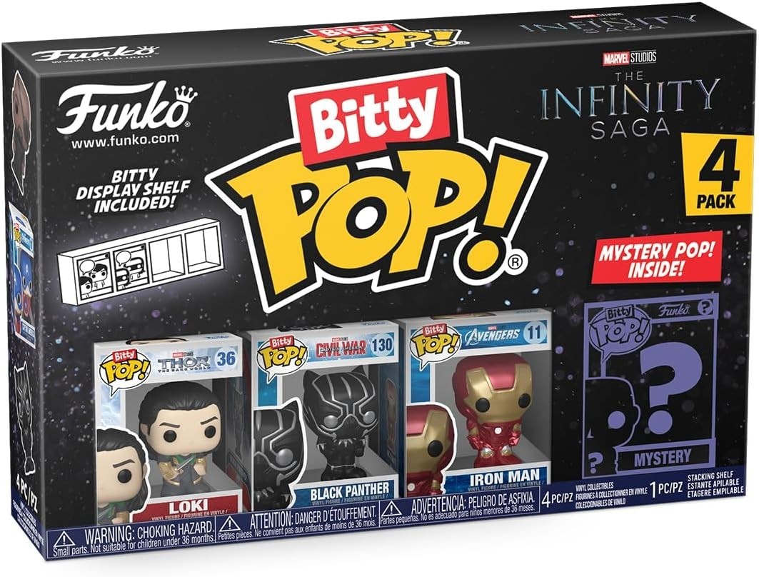 Funko Bitty Pop Avengers 4 Pack Mini Figures with Display Shelf