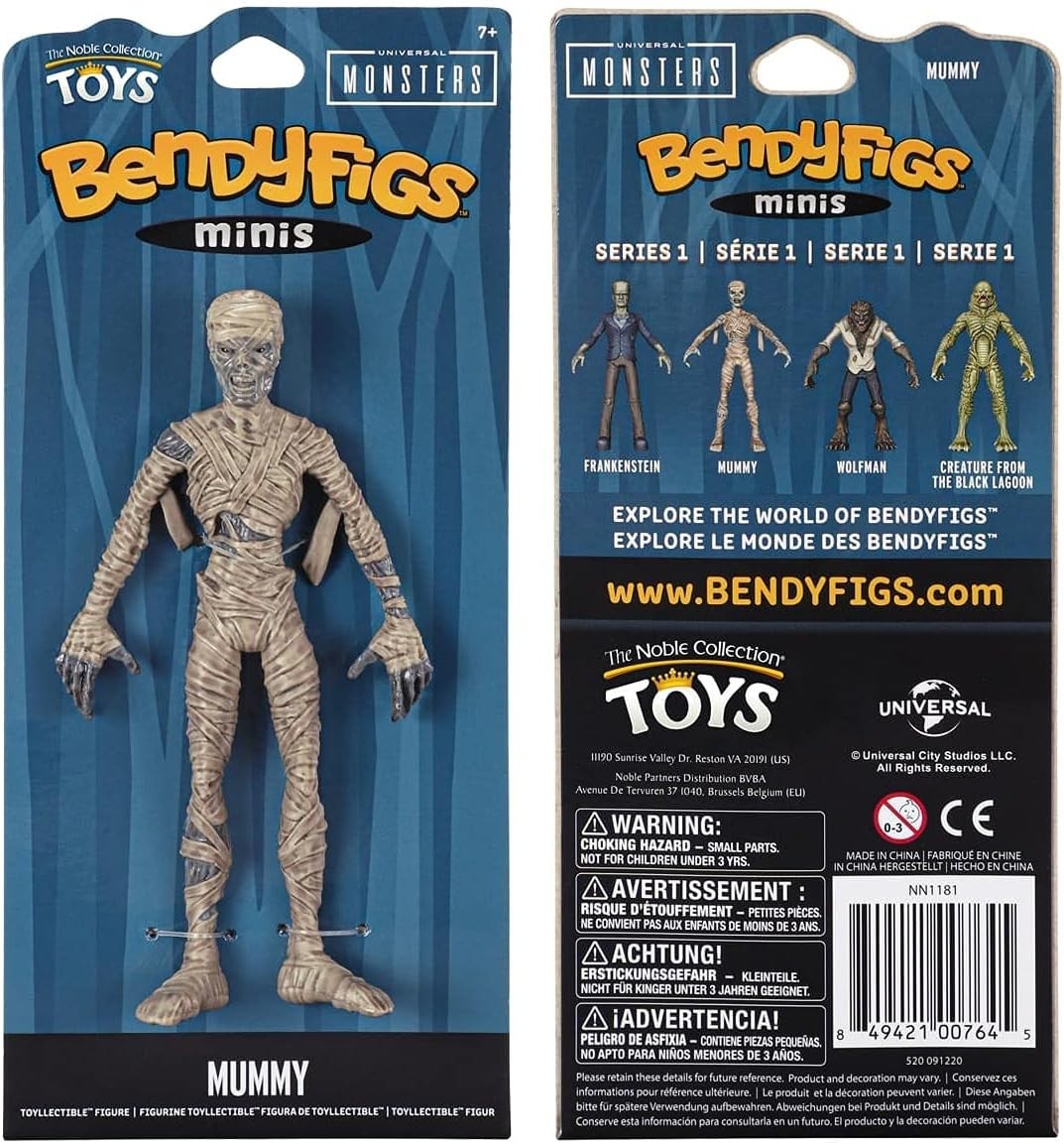 Noble Collection Universal Monsters Mummy Bendyfigs Minis Bendable Figure