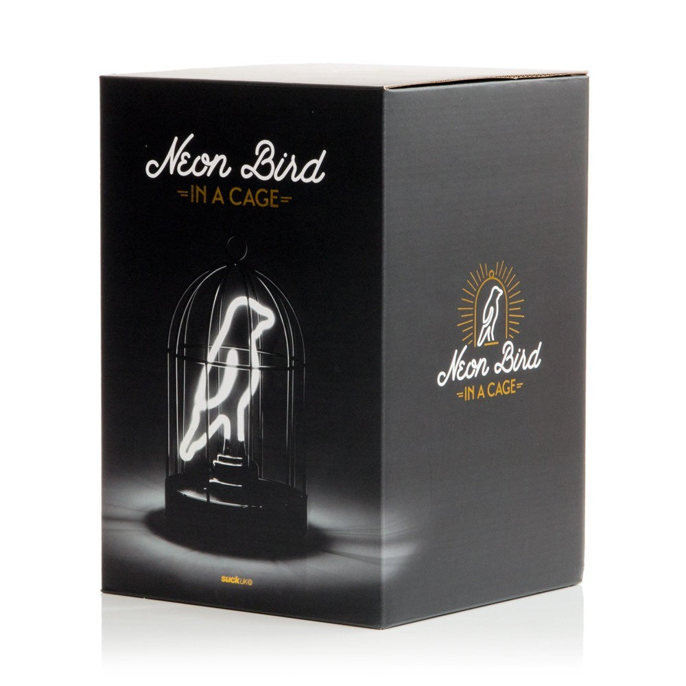 Suck UK Neon Bird In A Cage Lamp USB Battery Powered LED Light Decor
