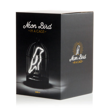 Suck UK Neon Bird In A Cage Lamp USB Battery Powered LED Light Decor