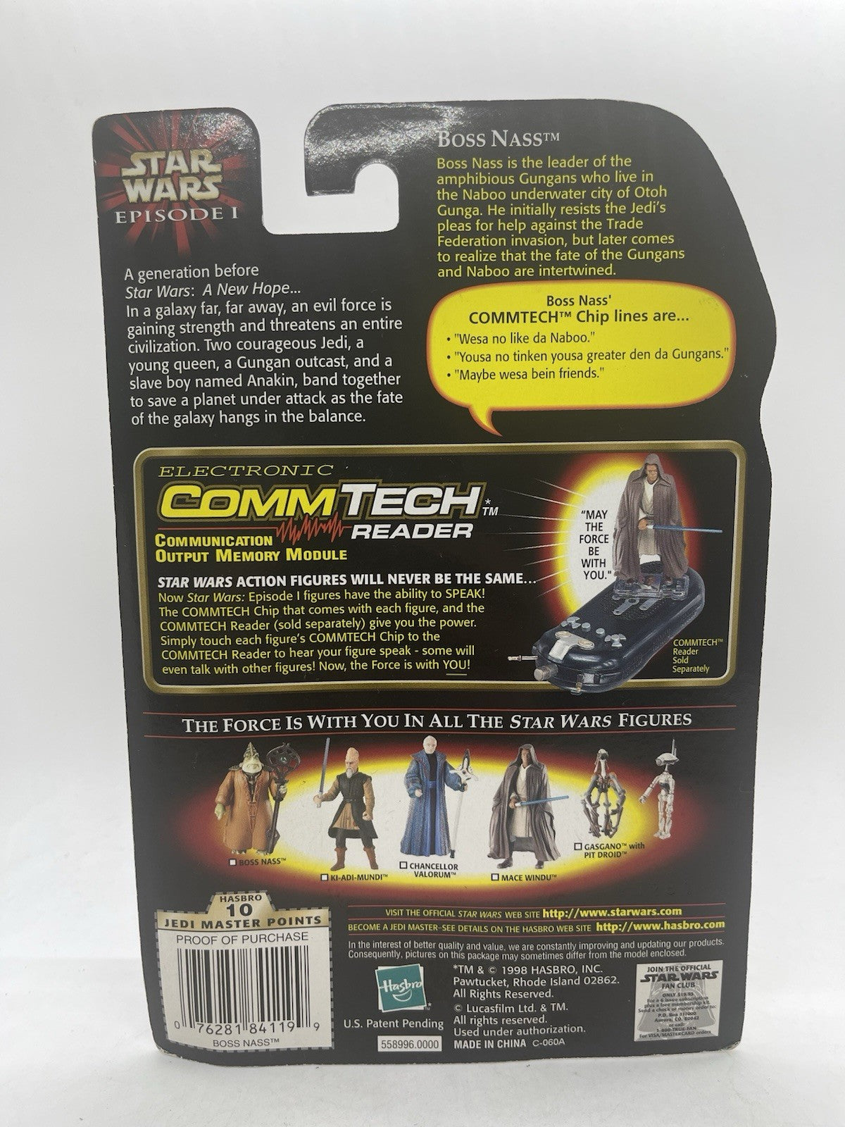 Star Wars Episode I Boss Nass Gungan Staff 1998 Hasbro CommTech Collection 3 MOC