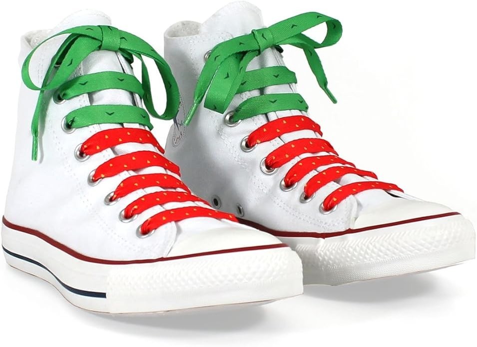 Crazy Laces Strawberry Shoelaces Green Red Novelty 1 Pair