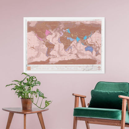Luckies Scratch Map Rose Gold World Travel Map Scratch Off Poster Gift A2