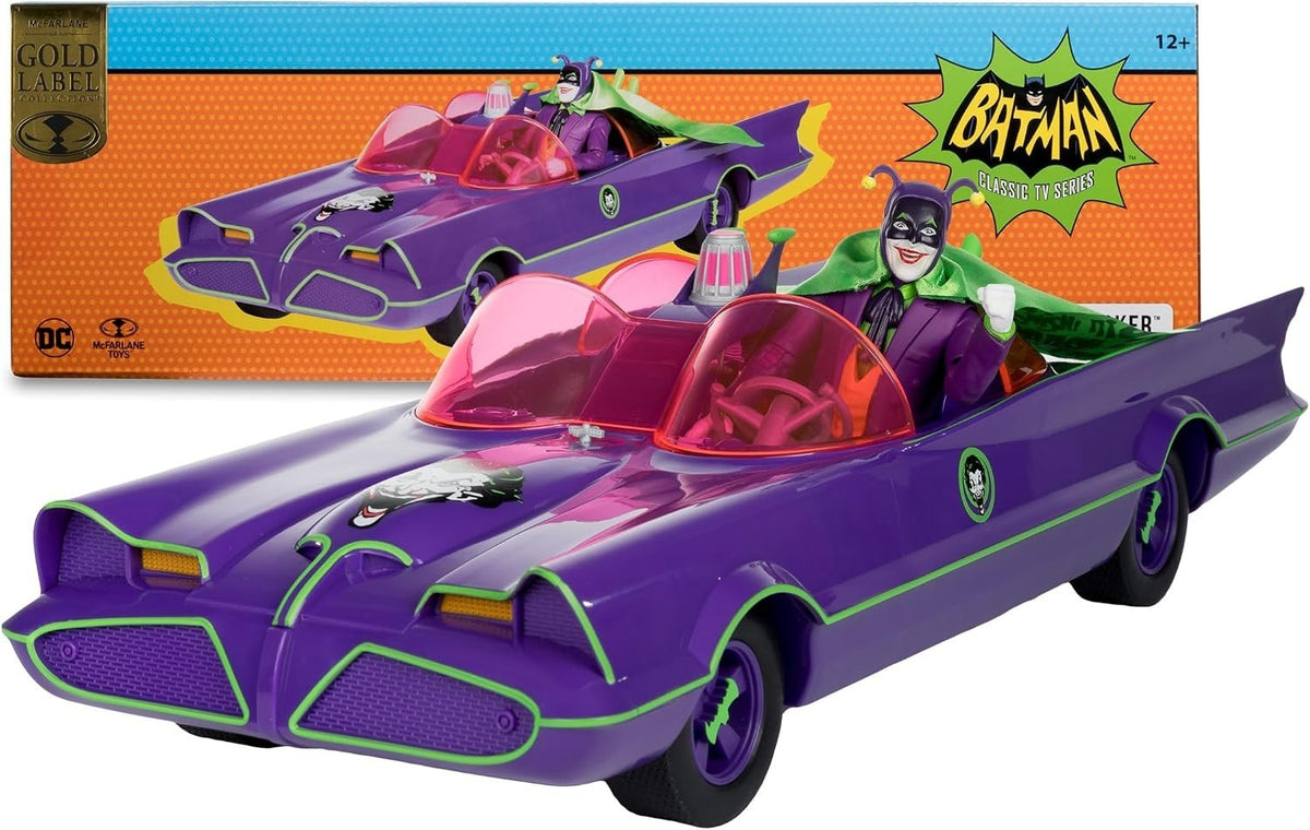 McFarlane Toys DC Retro Batman 66 Batmobile & Joker Gold Label Figure Set