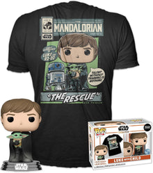 Funko Pop! Tees Star Wars Luke Skywalker with Grogu Tee & Figure Set – Size L