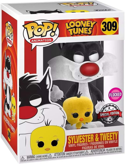 Funko Pop! Tees Looney Tunes Sylvester & Tweety Flocked + T-Shirt Set - Size S