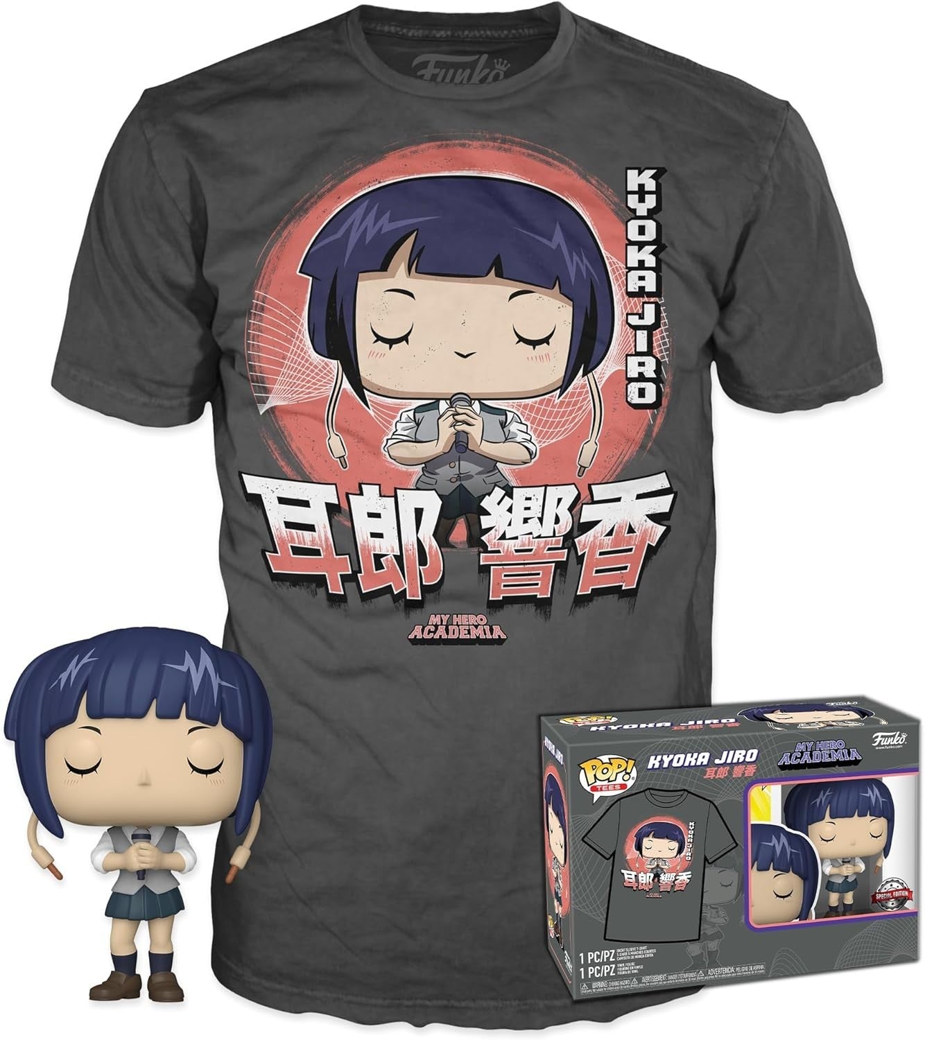 Funko Pop! Tees My Hero Academia Kyoka Jiro Tee & #1208 SE Vinyl Figure- Size L