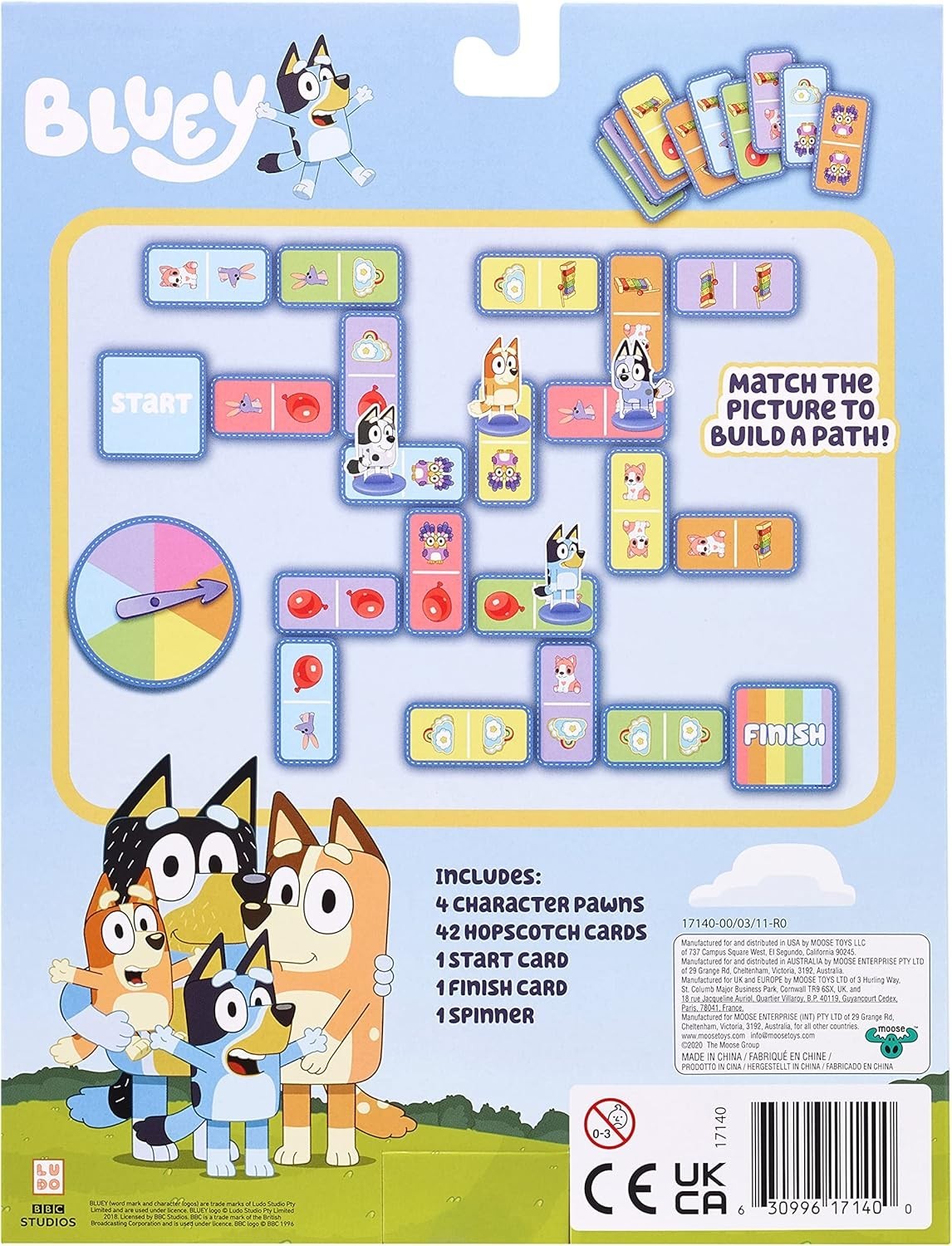 Bluey Hopscotch Race Card Game Family Kids Matching Picture Game