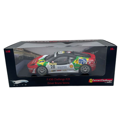 Hot Wheels Elite Ferrari F430 Challenge #28 Bruno Senna 1:18 Model Car