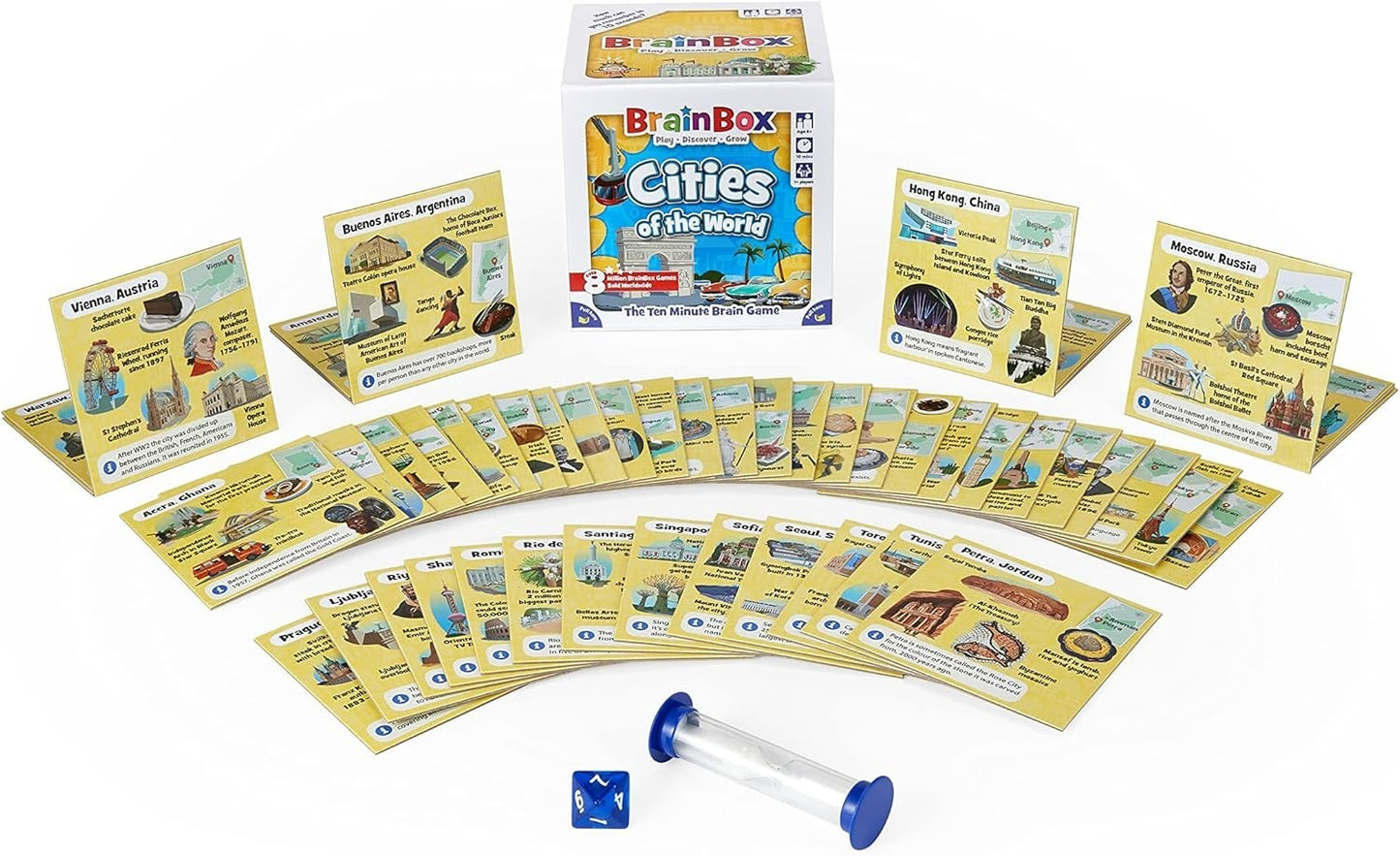 BrainBox Cities of the World Card Game – Geography Family Game