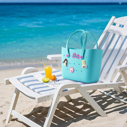 MINISO Barbie Blue EVA Waterproof Tote Bag Handbag Beach Shopping Travel Gift