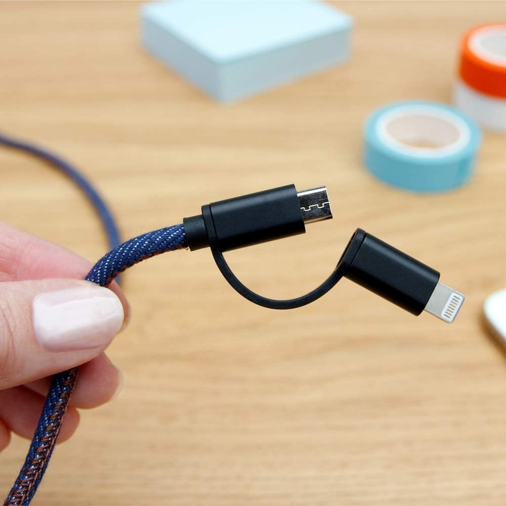 Good Design Works Denim USB Charging Cable Micro USB Dual Connector 1m