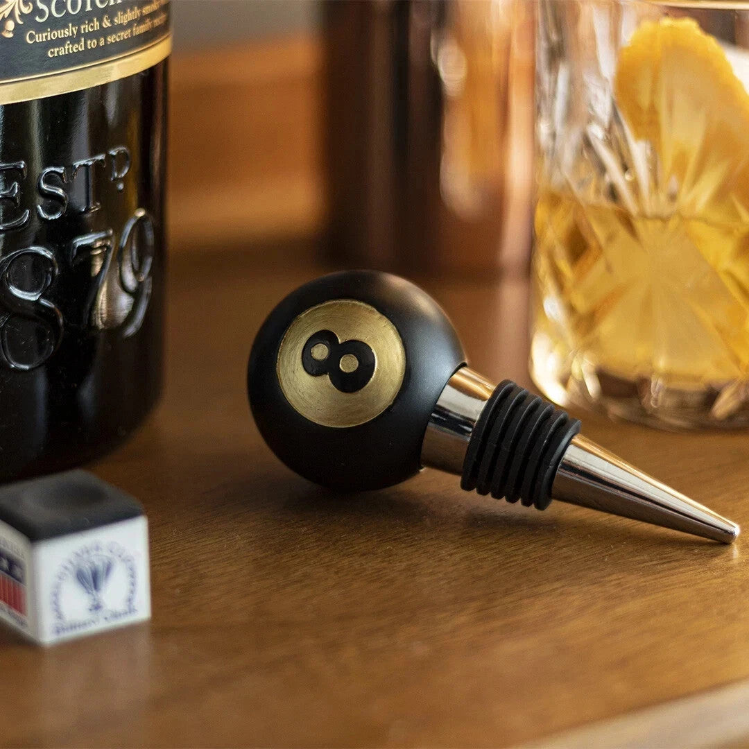 Iron & Glory 8 Ball Bottle Stopper Wine Whisky Liquor Bottle Sealer Gift