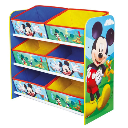 Disney Mickey Mouse 6 Bin Toy Storage Unit Kids Bedroom Organiser Furniture