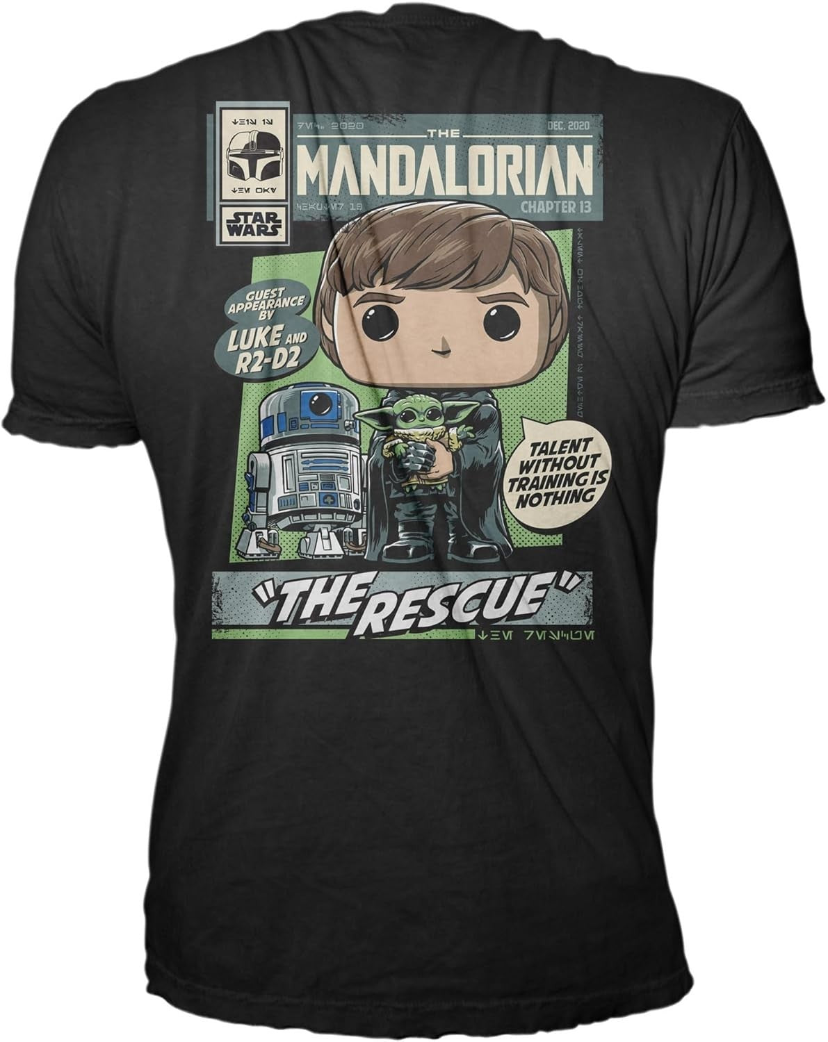 Funko Pop! Tees Star Wars Luke Skywalker with Grogu Tee & Figure Set – Size L