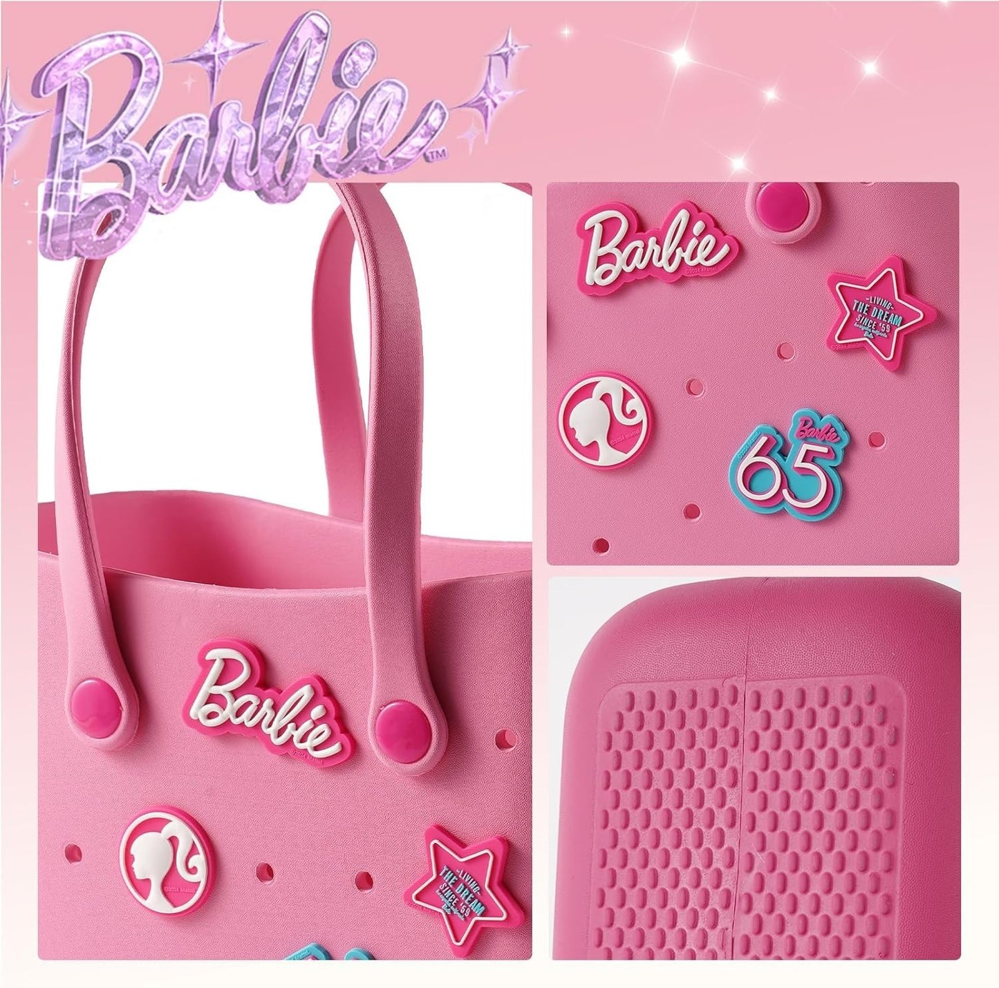 MINISO Barbie Pink EVA Waterproof Tote Bag Handbag Beach Shopping Travel Gift