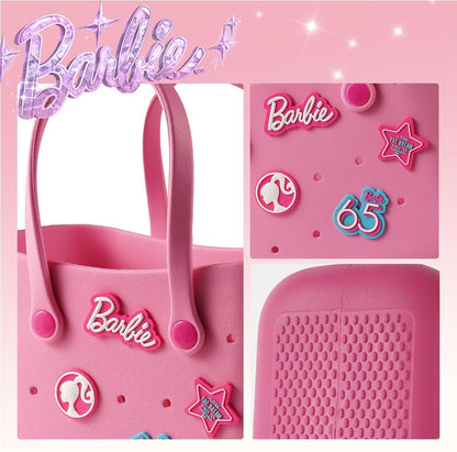 MINISO Barbie Pink EVA Waterproof Tote Bag Handbag Beach Shopping Travel Gift