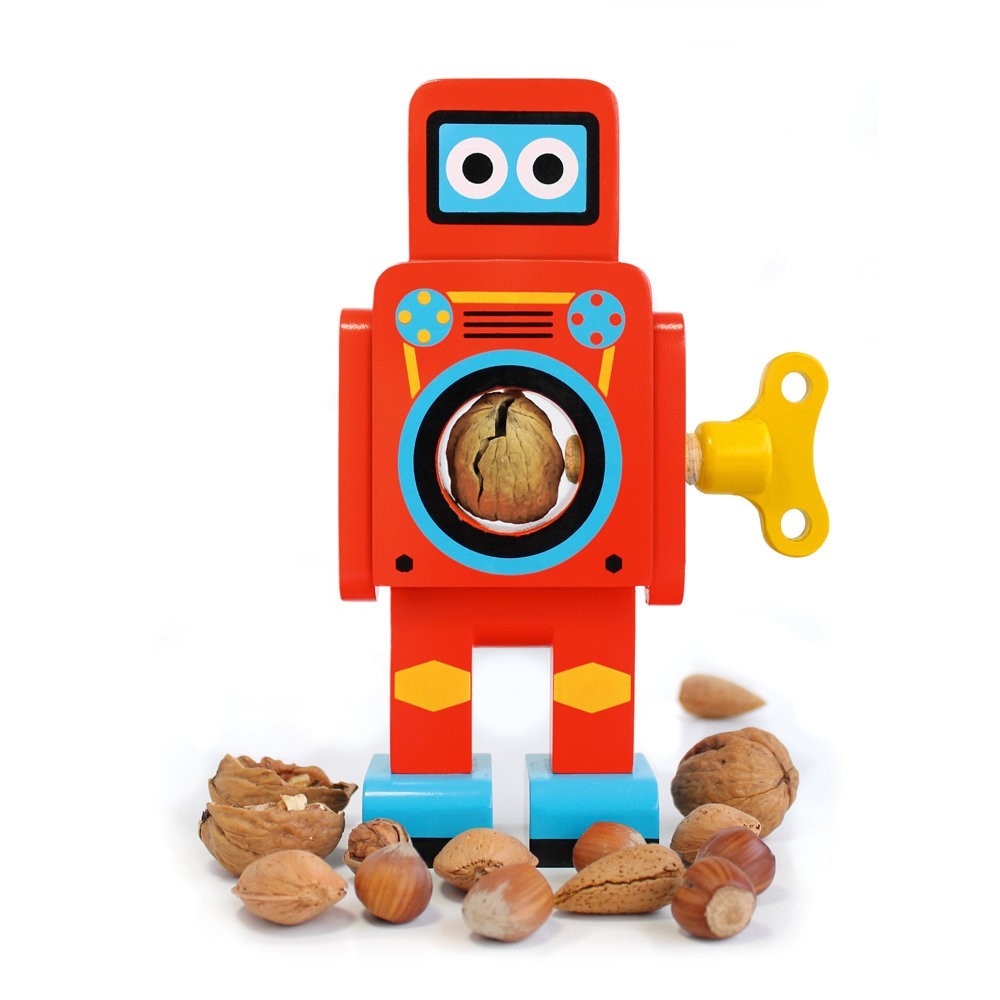 Suck UK Robot Nutcracker Wooden Beech Wood Wind Up Nut Cracker Kitchen Gift