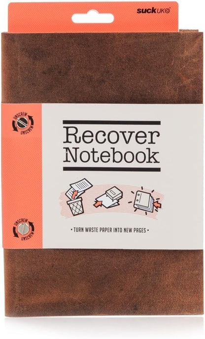 Suck UK Recover Notebook Refillable Reusable Leather Journal Eco Friendly A5
