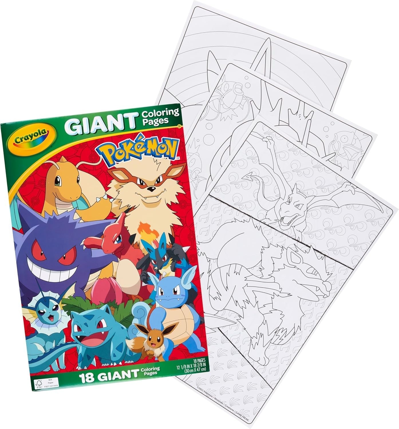 Crayola Pokemon Giant Coloring Pages Book 18 Pages Activity Pad Ages 3+