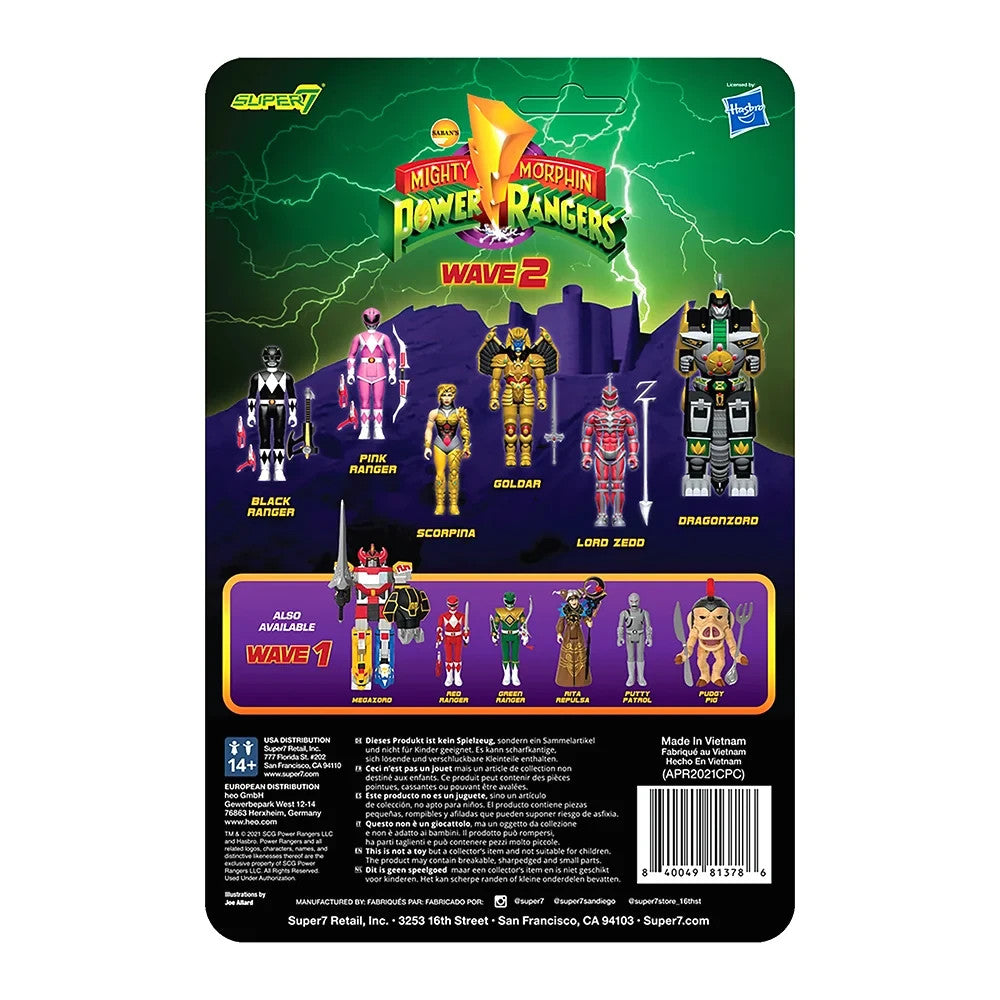 Super7 Mighty Morphin Power Rangers ReAction Black Ranger 3.75in Action Figure
