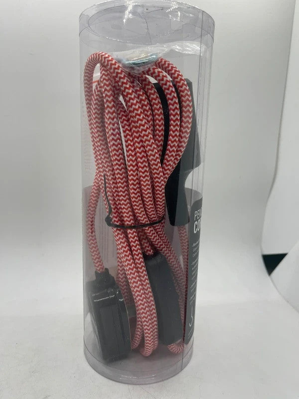 Kikkerland Pendant Cord Lamp 3.5m Plug In E27 Hanging Light Red White Cable