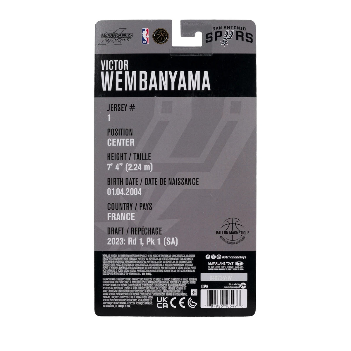 McFarlane Toys NBA Victor Wembanyama Spurs 6in Action Figure