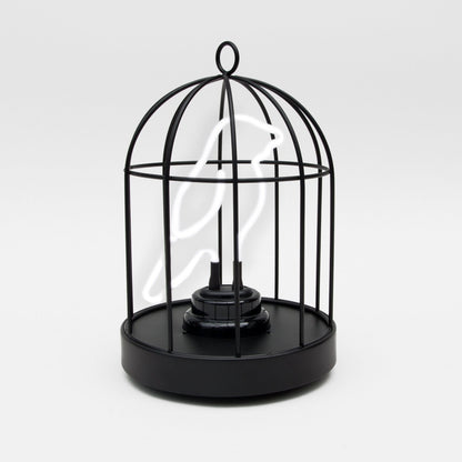 Suck UK Neon Bird In A Cage Lamp USB Battery Powered LED Light Decor