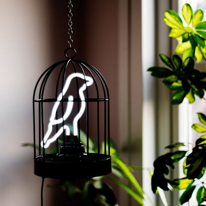 Suck UK Neon Bird In A Cage Lamp USB Battery Powered LED Light Decor