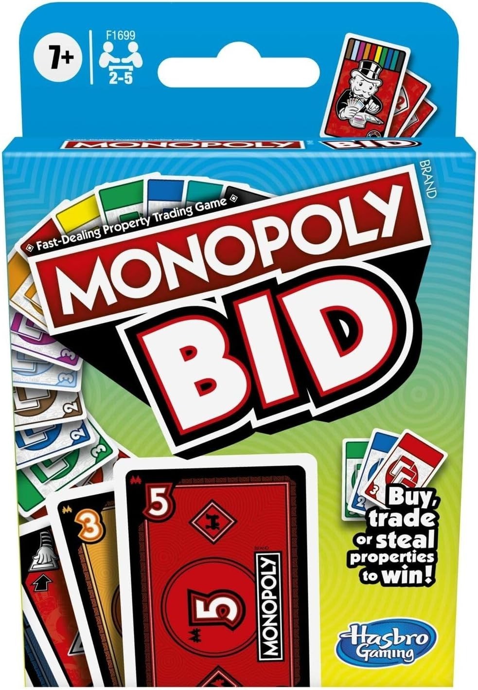 Hasbro Monopoly Bid Card Game Fast Property Trading Family Game