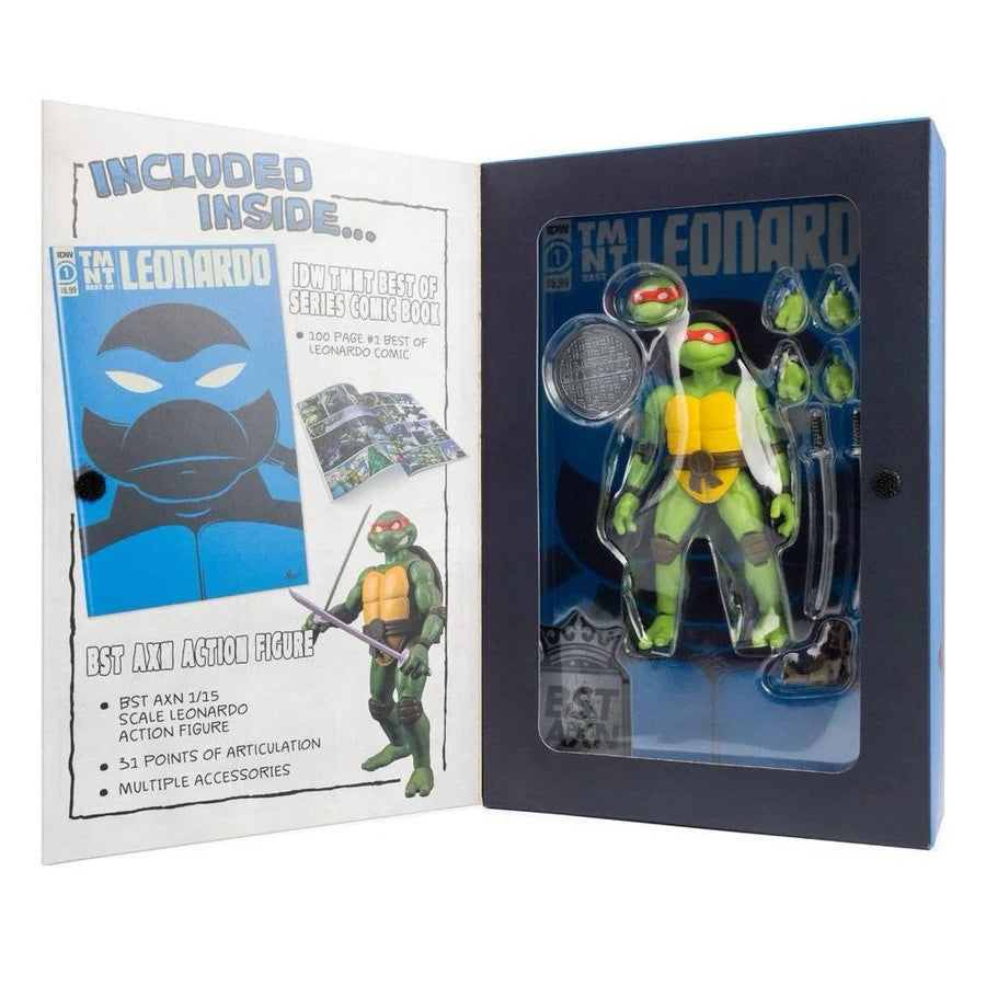 BST AXN TMNT Leonardo Action Figure & Comic Book Set Teenage Mutant Ninja Turtle