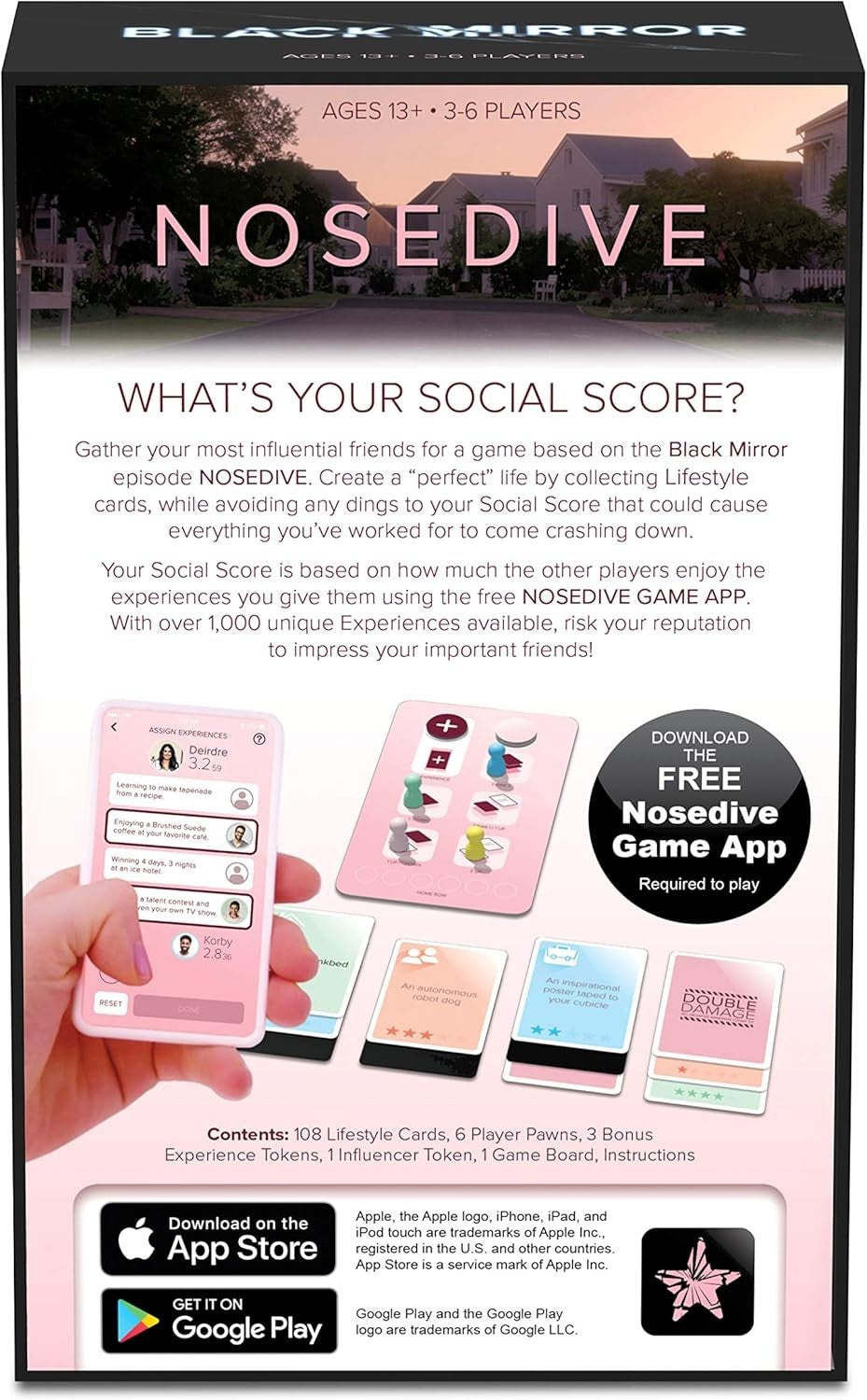 Black Mirror Nosedive Board Game Social Strategy Game Ages 13+