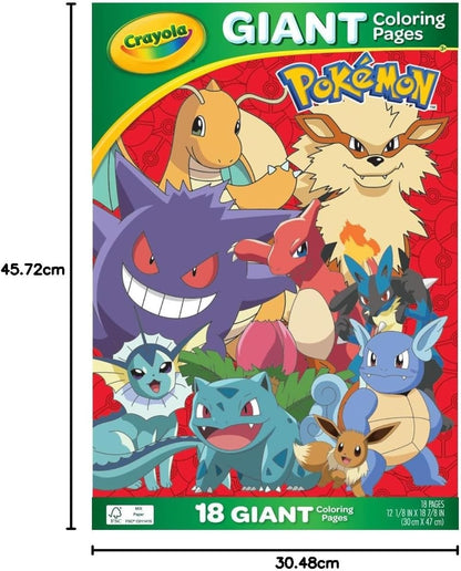 Crayola Pokemon Giant Coloring Pages Book 18 Pages Activity Pad Ages 3+
