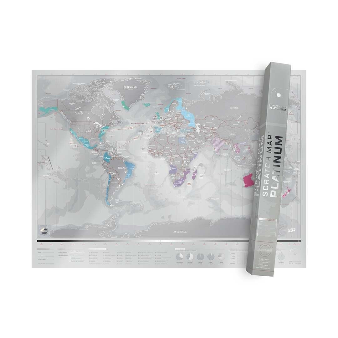 Luckies Scratch Map Platinum World Travel Map Poster Scratch Off Gift 82.5cm De