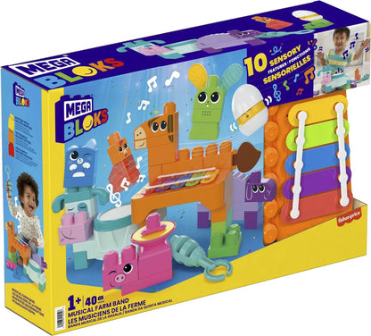 Mega Bloks Musical Farm Band 40pc Sensory Building Set with Music Features