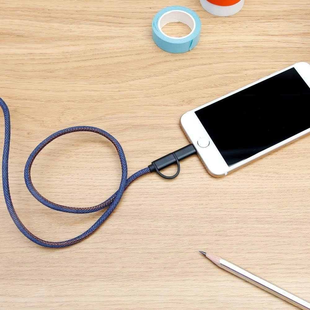 Good Design Works Denim USB Charging Cable Micro USB Dual Connector 1m