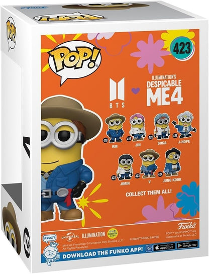 (BOX DAMAGED) Funko Pop! BTS V Minion #423 Despicable Me 4 Vinyl Figure