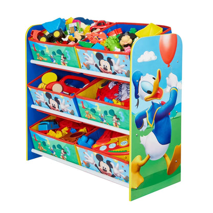 Disney Mickey Mouse 6 Bin Toy Storage Unit Kids Bedroom Organiser Furniture