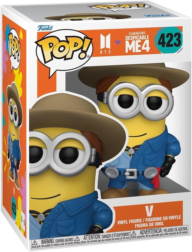 (BOX DAMAGED) Funko Pop! BTS V Minion #423 Despicable Me 4 Vinyl Figure