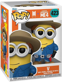 (BOX DAMAGED) Funko Pop! BTS V Minion #423 Despicable Me 4 Vinyl Figure