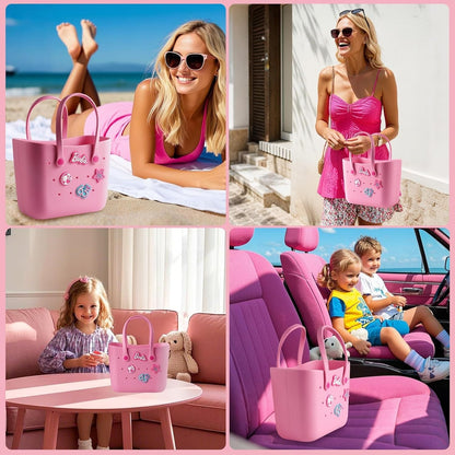 MINISO Barbie Pink EVA Waterproof Tote Bag Handbag Beach Shopping Travel Gift