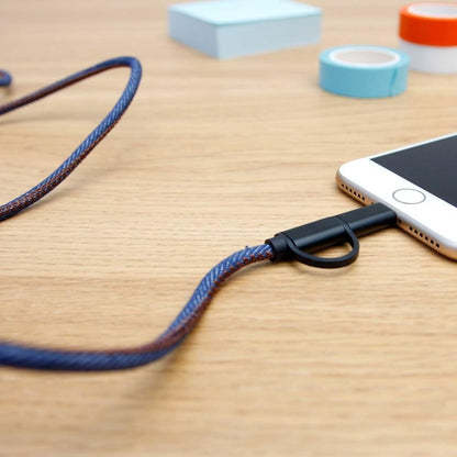 Good Design Works Denim USB Charging Cable Micro USB Dual Connector 1m