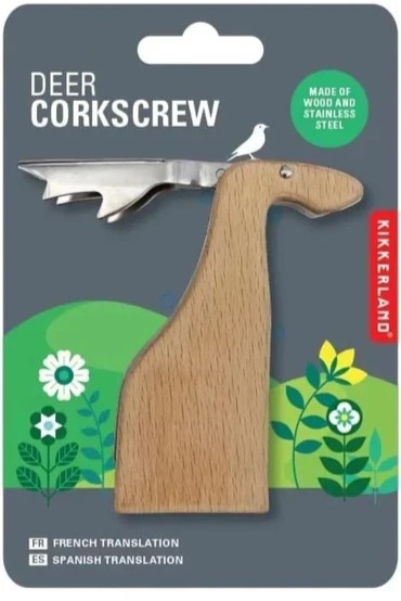 Kikkerland Deer Bottle Opener Beechwood Beer Cap Opener Bar Gift BO31